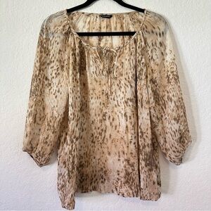 Club Monaco Silk Animal Print Blouse Size Medium